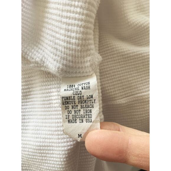 Peyton Jensen Blouse Top White 100 % Cotton Layered Hem Long Sleeve Round Neck M - Picture 5 of 5